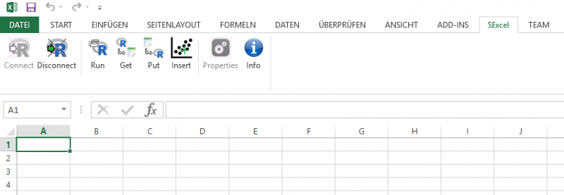 RExcel4 Ribbon when connected to R